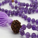8mm Natural Rudraksha Amethyst Beads Necklace Yoga Wristband
