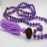 8mm Natural Rudraksha Amethyst Beads Necklace Yoga Wristband
