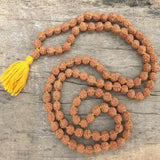 8mm Natural Knot Rudraksha Beads Tassel Necklace 17-18 Inches