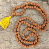 8mm Natural Knot Rudraksha Beads Tassel Necklace 17-18 Inches