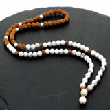 8mm Natural Rudraksha Howlite Beads Necklace for Emotional Relief