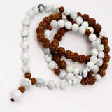 8mm Natural Rudraksha Howlite Beads Necklace for Emotional Relief