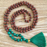 8mm Rudraksha Malachite Gemstone Beads Necklace Yoga Cuff Chakra