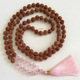 8mm Rudraksha Rose Quartz Necklace Beads Pray Relief Chakra