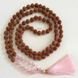 8mm Rudraksha Rose Quartz Necklace Beads Pray Relief Chakra
