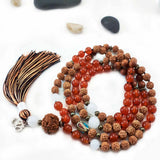 8mm Rudraksha Agate Sandalwood Beads Necklace Yoga Mental Relief