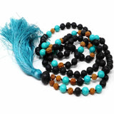 8mm Natural Rudraksha Turquoise Beads Necklace