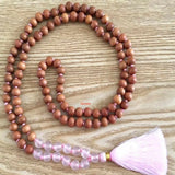 8mm Sandalwood Rose Quartz Gemstone Beads Necklace Spiritual Chakra DIY