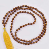 8mm Sandalwood Bead Tassel Necklace for Pray Meditation Relief