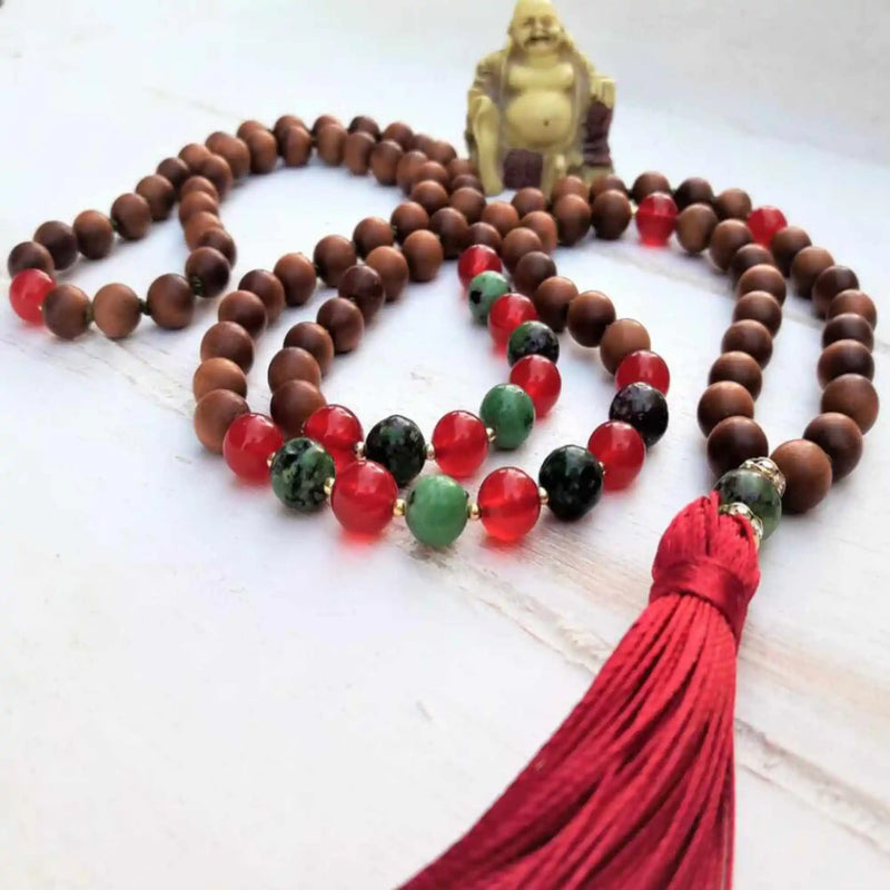 8mm Sandalwood Red Jade Beads Necklace
