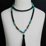 8mm Tiger's Eye Turquoise Agate Beads Necklace