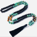 8mm Tiger's Eye Turquoise Agate Beads Necklace