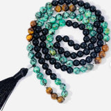8mm Tiger's Eye Turquoise Agate Beads Necklace