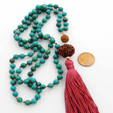 8mm Turquoise Rudraksha Gemstone Beads Necklace Yoga Meditation