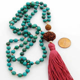 8mm Turquoise Rudraksha Gemstone Beads Necklace Yoga Meditation