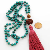 8mm Turquoise Rudraksha Gemstone Beads Necklace Yoga Meditation