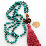 8mm Turquoise Rudraksha Gemstone Beads Necklace Yoga Meditation