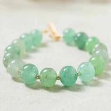 8mm Green Crystal Beads Bracelet 14k Chain Emotional Chakras
