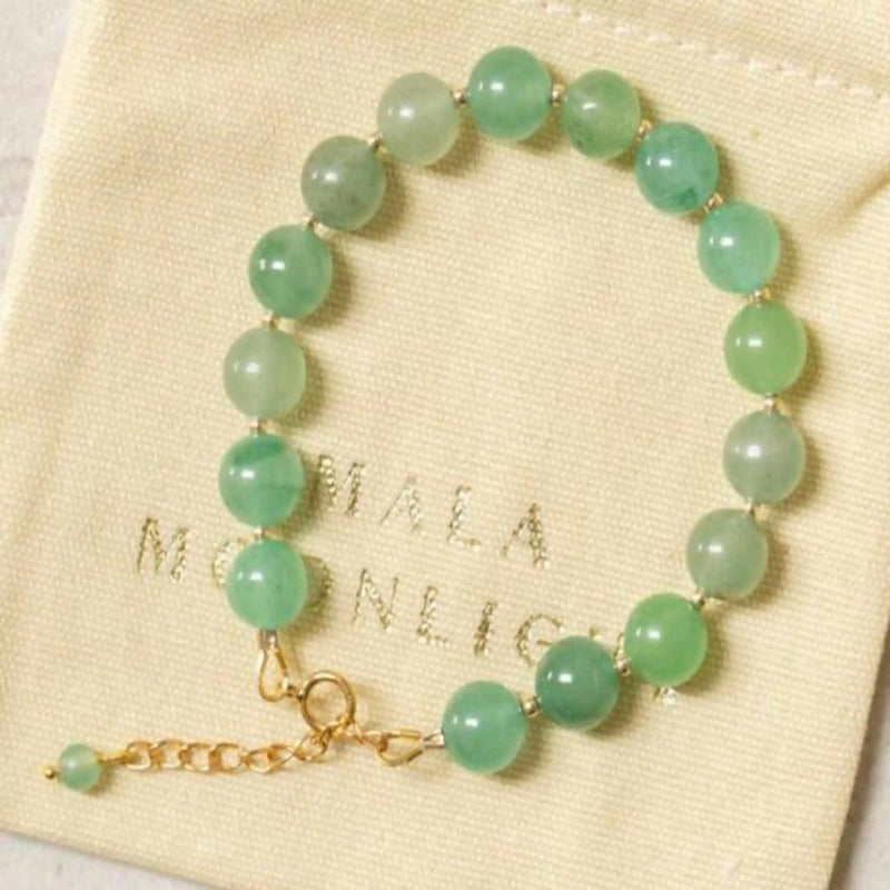 8mm Green Crystal Beads Bracelet 14k Chain Emotional Chakras