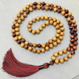8mm Tiger's Eye Gemstone Wooden Beads Necklace for Healing Yoga
