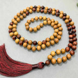 8mm Tiger's Eye Gemstone Wooden Beads Necklace for Healing Yoga