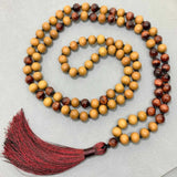8mm Tiger's Eye Gemstone Wooden Beads Necklace for Healing Yoga