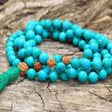 Turquoise Rudraksha Gemstone Beads Necklace Seven Chakras Glowing Chain