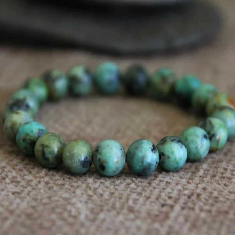 8mm African Turquoise Gemstone Beads Bracelet Classic Emotional Glowing Blessing