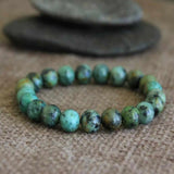 8mm African Turquoise Gemstone Beads Bracelet Classic Emotional Glowing Blessing