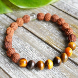 8mm Rudraksha Tiger's Eye Gemstone Beads Bracelet Lucky Christmas Gift