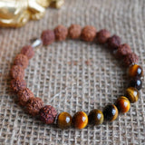 8mm Rudraksha Tiger's Eye Gemstone Beads Bracelet Lucky Christmas Gift