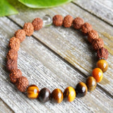 8mm Rudraksha Tiger's Eye Gemstone Beads Bracelet Lucky Christmas Gift