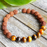 8mm Rudraksha Tiger's Eye Gemstone Beads Bracelet Lucky Christmas Gift