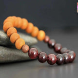 8mm Sandalwood Garnet Beaded Bracelet Calming Meditation