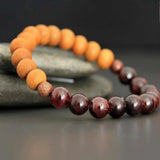 8mm Sandalwood Garnet Beaded Bracelet Calming Meditation