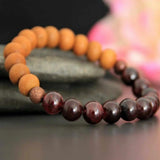 8mm Sandalwood Garnet Beaded Bracelet Calming Meditation