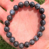 8mm Labradorite Gemstone Beads Bracelet Lucky Tassel Colorful Blessing