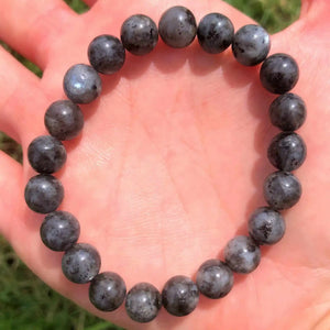 8mm Labradorite Gemstone Beads Bracelet Lucky Tassel Colorful Blessing