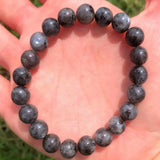 8mm Labradorite Gemstone Beads Bracelet Lucky Tassel Colorful Blessing