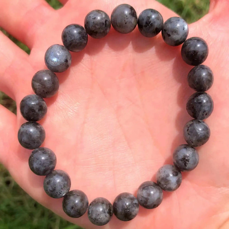 8mm Labradorite Gemstone Beads Bracelet Lucky Tassel Colorful Blessing