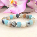 8mm Natural Amazonite Beads Bracelet Dark Matter Cuff Taseel Bless Healing