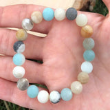8mm Natural Amazonite Beads Bracelet Dark Matter Cuff Taseel Bless Healing