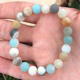 8mm Natural Amazonite Beads Bracelet Dark Matter Cuff Taseel Bless Healing