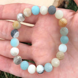 8mm Natural Amazonite Beads Bracelet Dark Matter Cuff Taseel Bless Healing