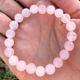 Pink Rose Quartz Gemstone Bead Bracelet 7 Chakras Emotional Healing