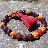 8mm Rudraksha Garnet Carnelian Beads Bracelet Bohemia Meditation
