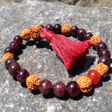 8mm Rudraksha Garnet Carnelian Beads Bracelet Bohemia Meditation