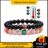8mm Natural Stone Beads Couple Bracelet Temperature Sensitive Changing Bracelet