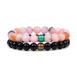8mm Natural Stone Beads Couple Bracelet Temperature Sensitive Changing Bracelet