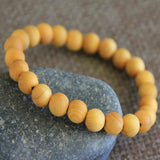 Natural Yellow Cedar Wood Beads Bracelet Seven Chakras Wristband